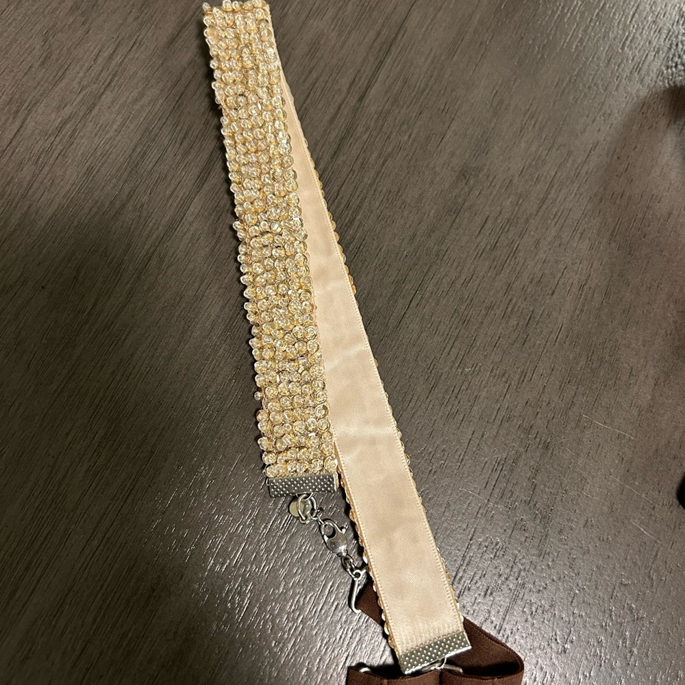 Elegant Gold and Cream Beaded Hairband